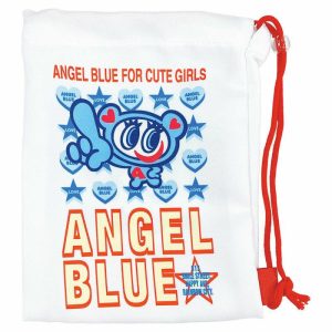 Narumiya Angel Blue Drawstring Shopper Style Pouch (WHITE)  |   Accessories Accessories Accessories